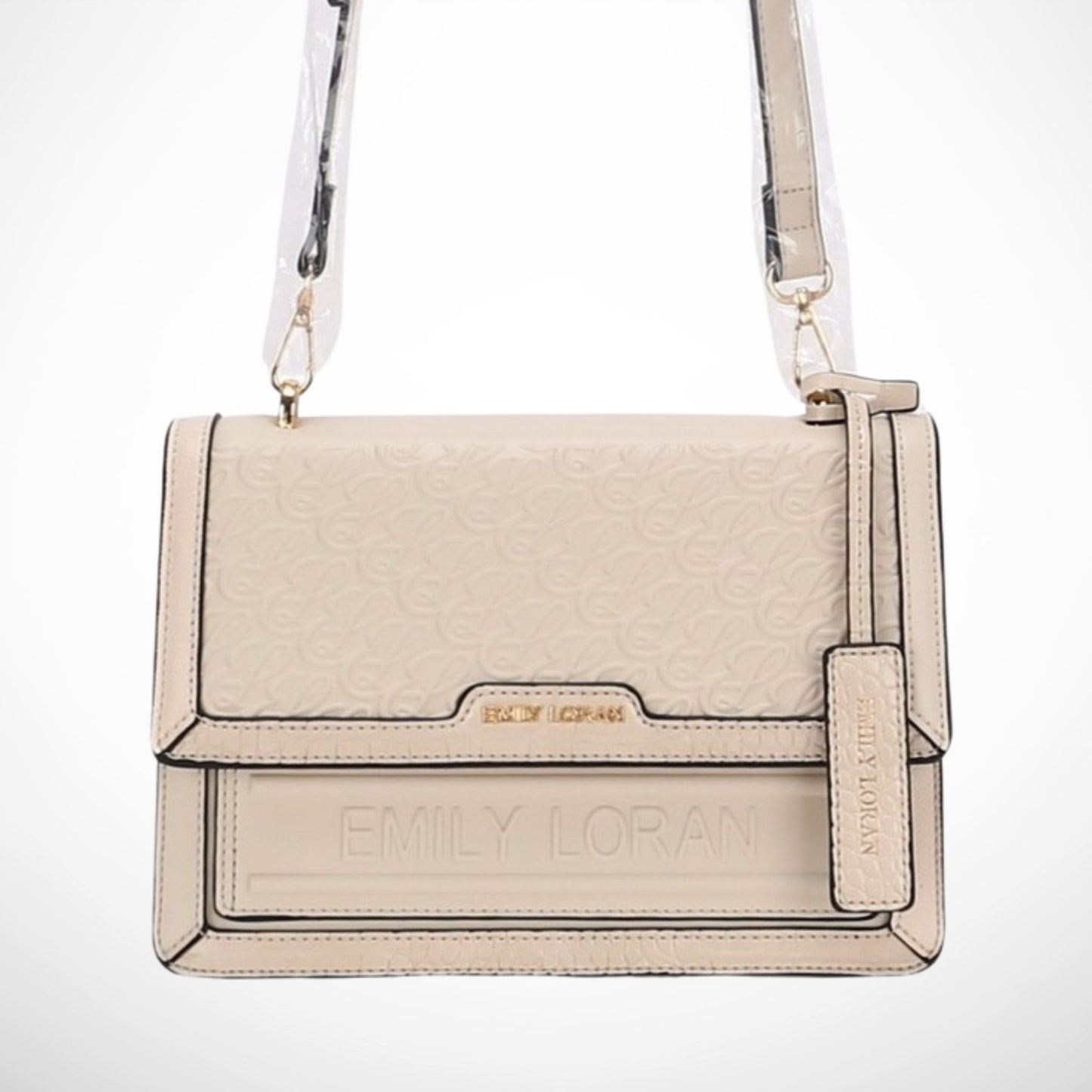 Beige Embossed Shoulder Bag
