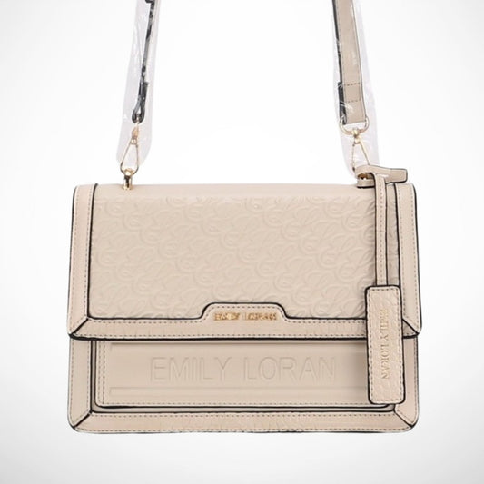Beige Embossed Shoulder Bag
