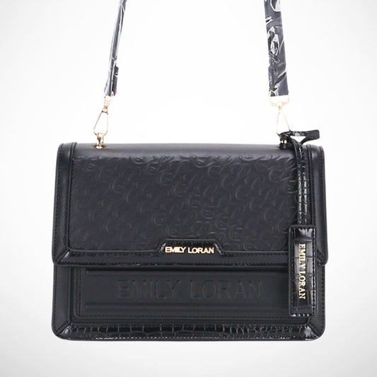 Black Embossed Shoulder Bag