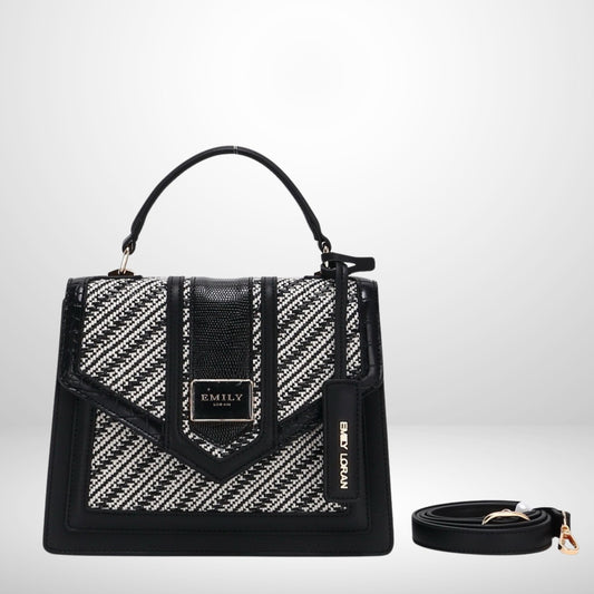 Emily Handbag Satchel with bold geometric design, gold hardware & spacious interior, top handle, magnetic flap, a fashion accessory from InStyle Fashion HK.