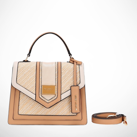 Emily Handbag Satchel with bold geometric design, gold hardware & spacious interior, top handle, magnetic flap, a fashion accessory from InStyle Fashion HK.