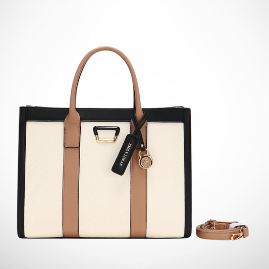 Beige Urban Monogram Satchel Tote
