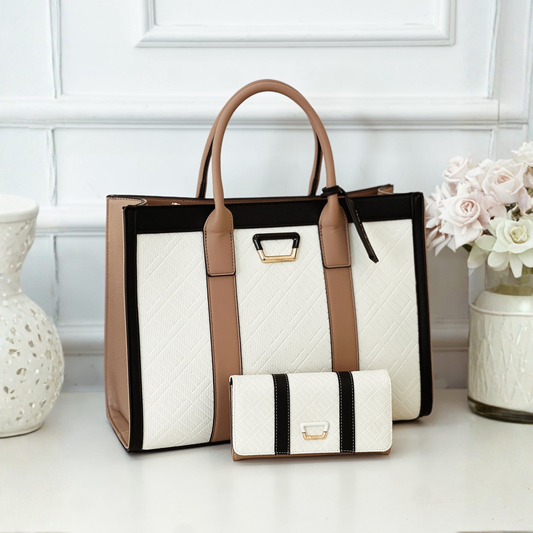 Beige Urban Monogram Satchel Tote