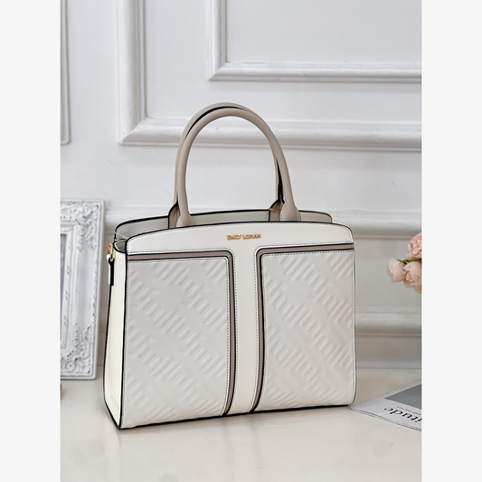 White EMILY Structured Tote Bag with Pouch