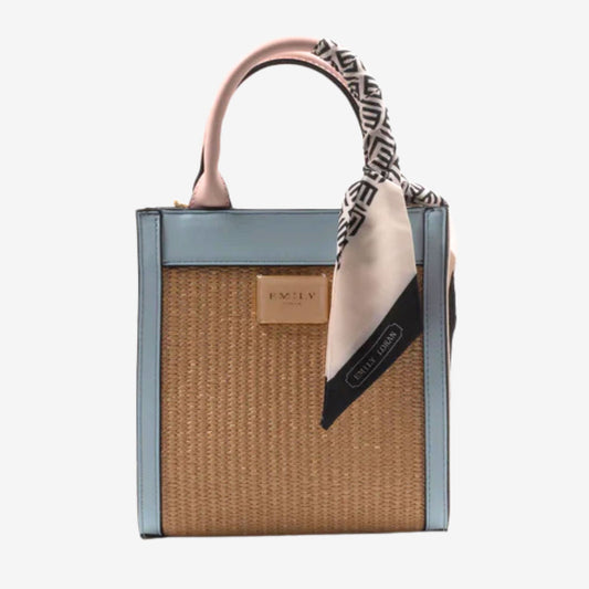 Pastel Raffia Double Handle Tote Bag