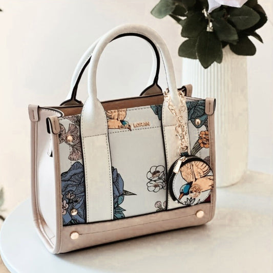 Floral Print Satchel with Pouch