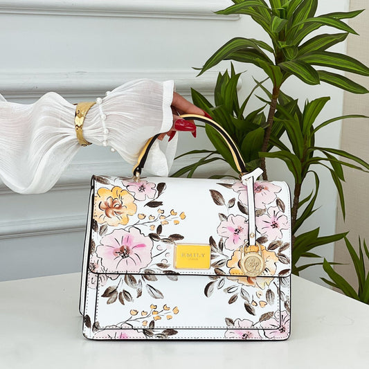 Yellow Floral Top Handle Satchel
