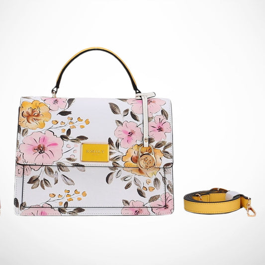Yellow Floral Top Handle Satchel