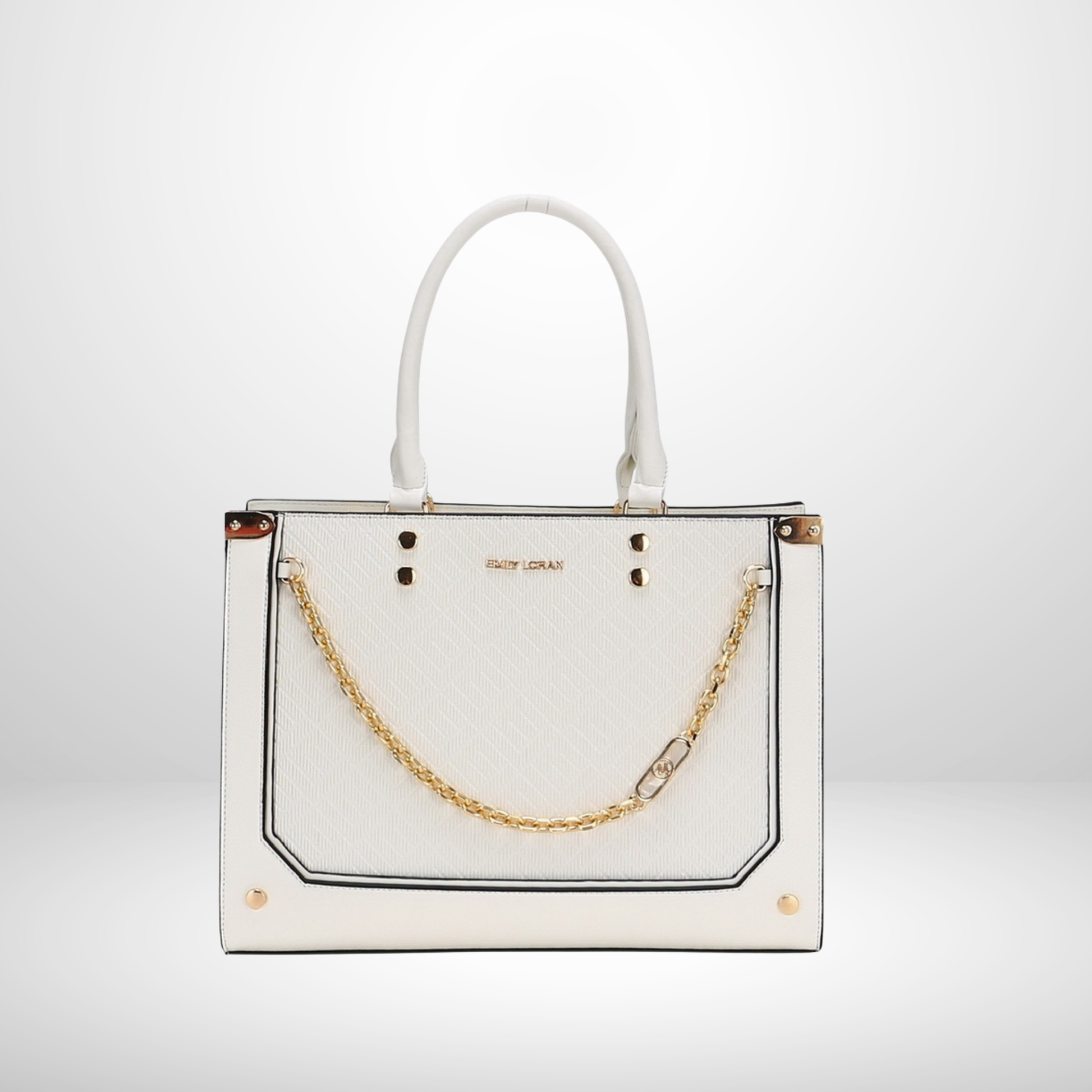 Chic large tote with double handles, zip-top closure, detachable strap & gold chain accent, perfect for everyday elegance, available from InStyle Fashion HK.
