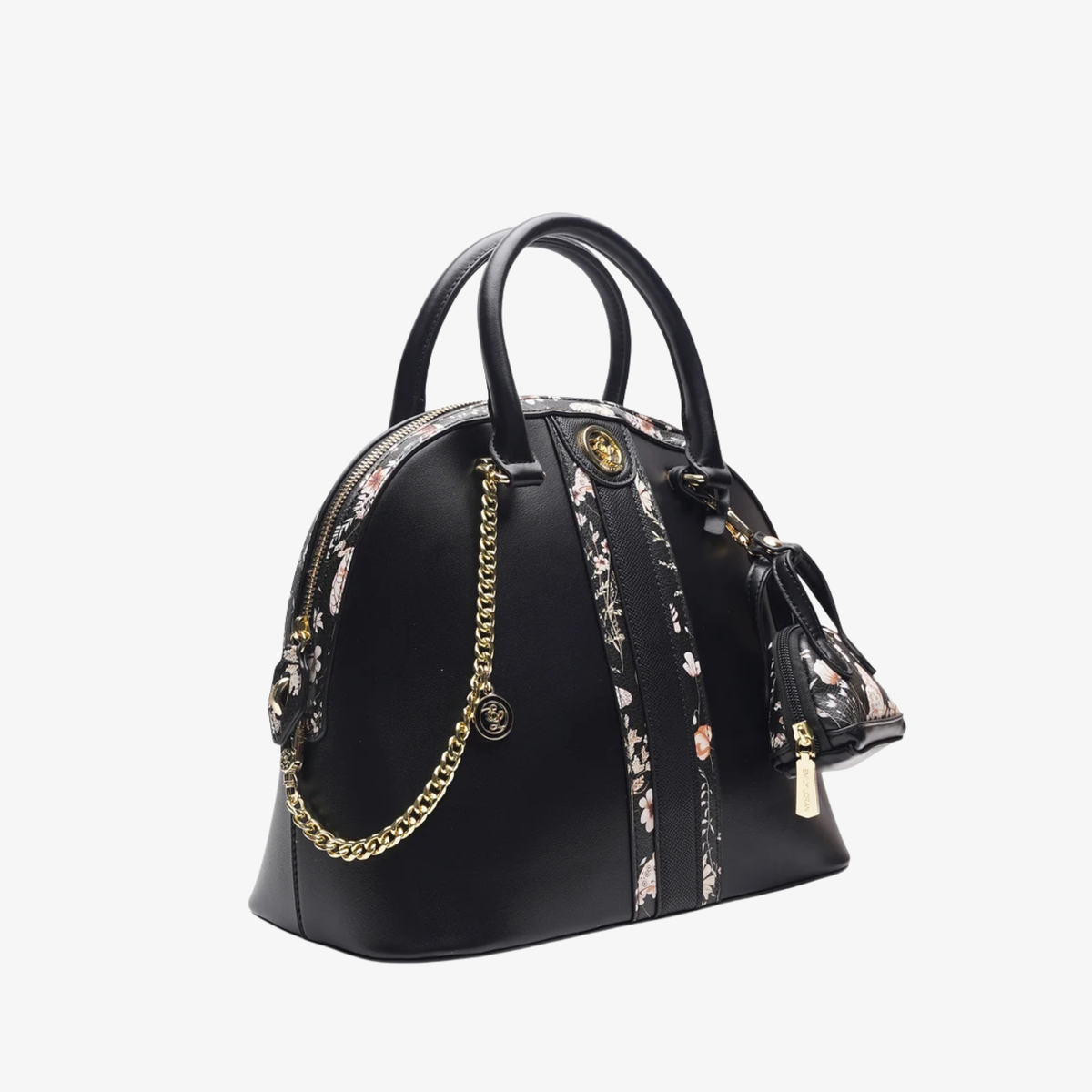 白色多功能兩用斜背包，附迷你吊飾和鏈條背帶