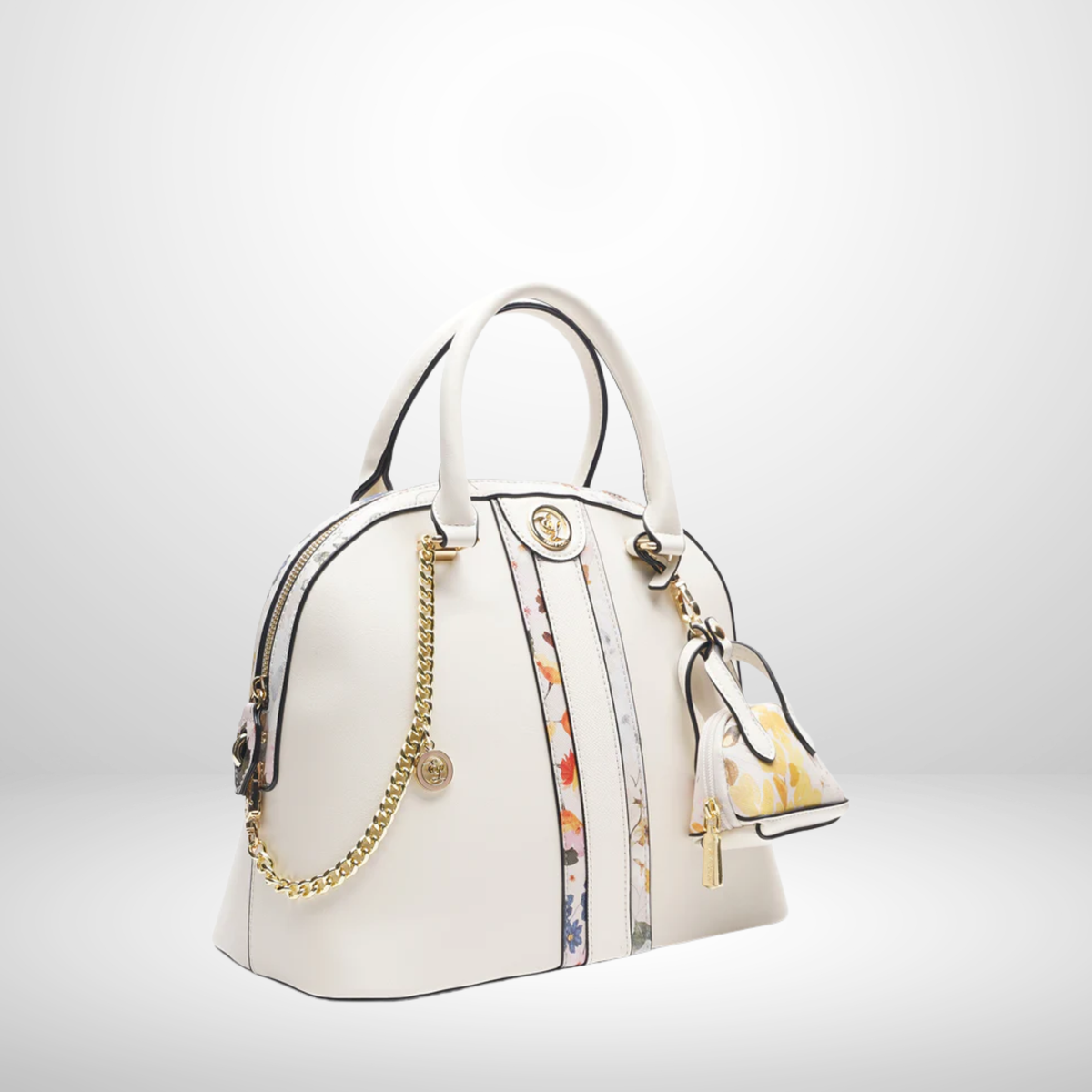 Off White Floral Dome Bag