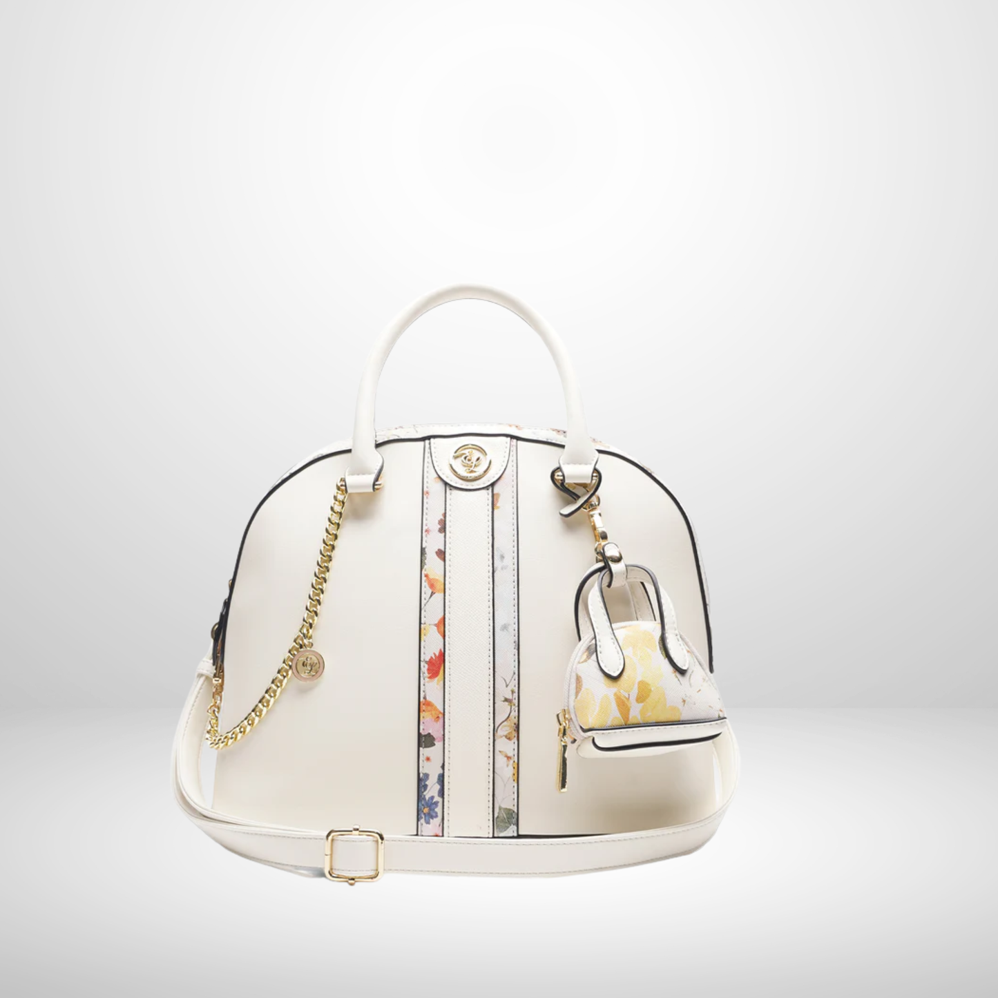 Off White Floral Dome Bag