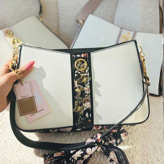 Butterfly & Floral Embellished Shoulder Bag