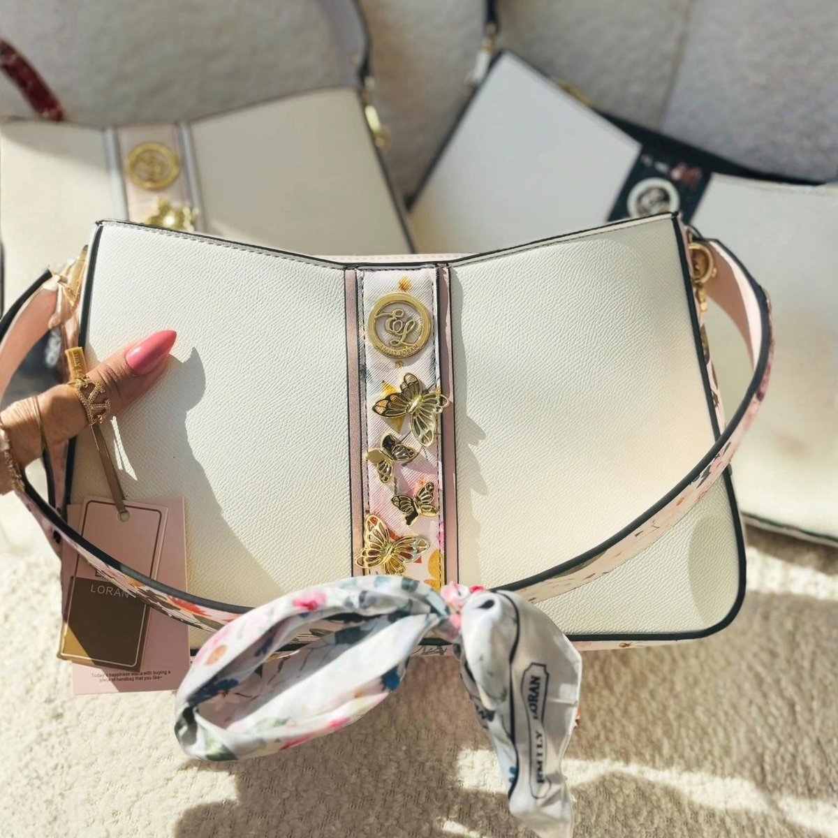 Butterfly & Floral Embellished Shoulder Bag