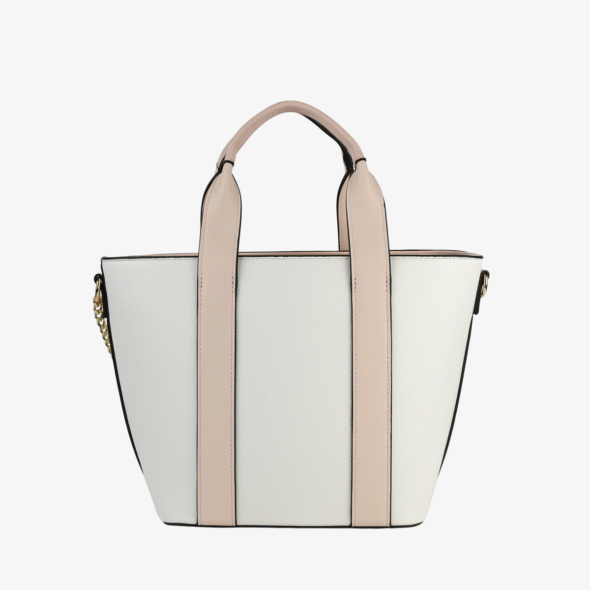 White Floral Handbag with Gold Chain Strap