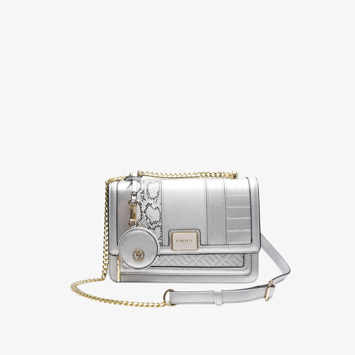 Silver Convertible Shoulder-to-Crossbody Bag