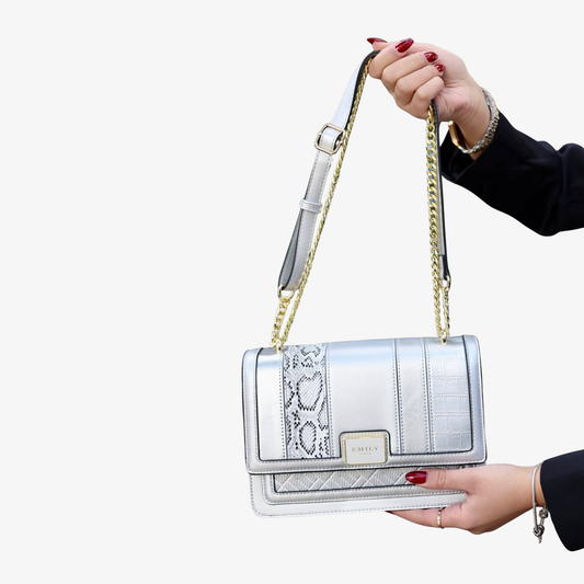 Silver Convertible Shoulder-to-Crossbody Bag