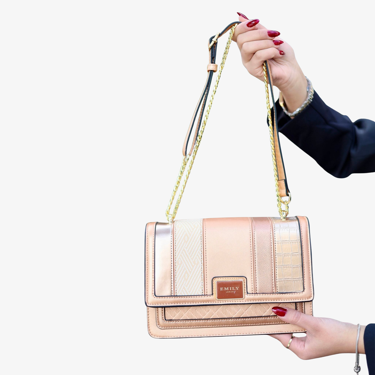 Multi-Panel Flap Convertible Shoulder-to-Crossbody Bag