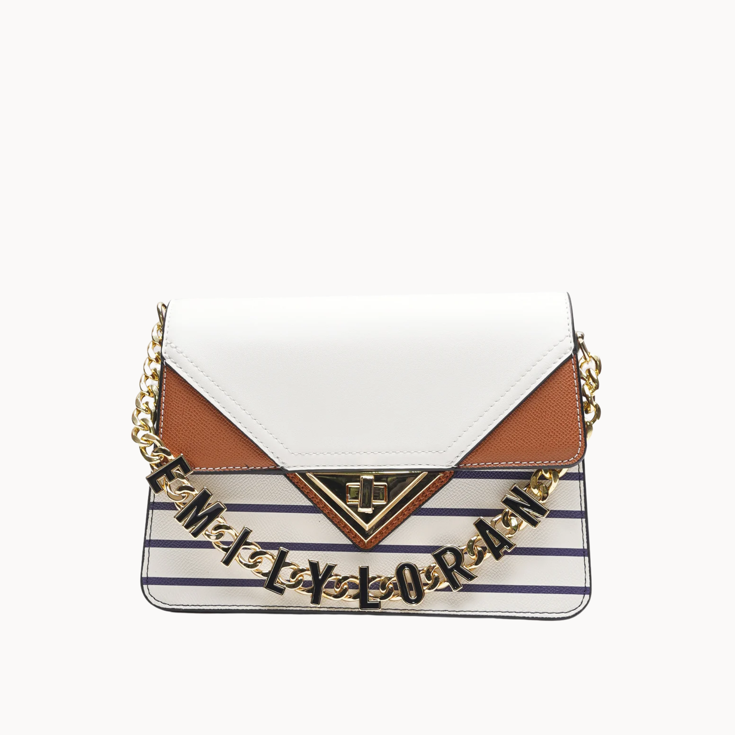 Geometric Stripe Chain Crossbody Bag