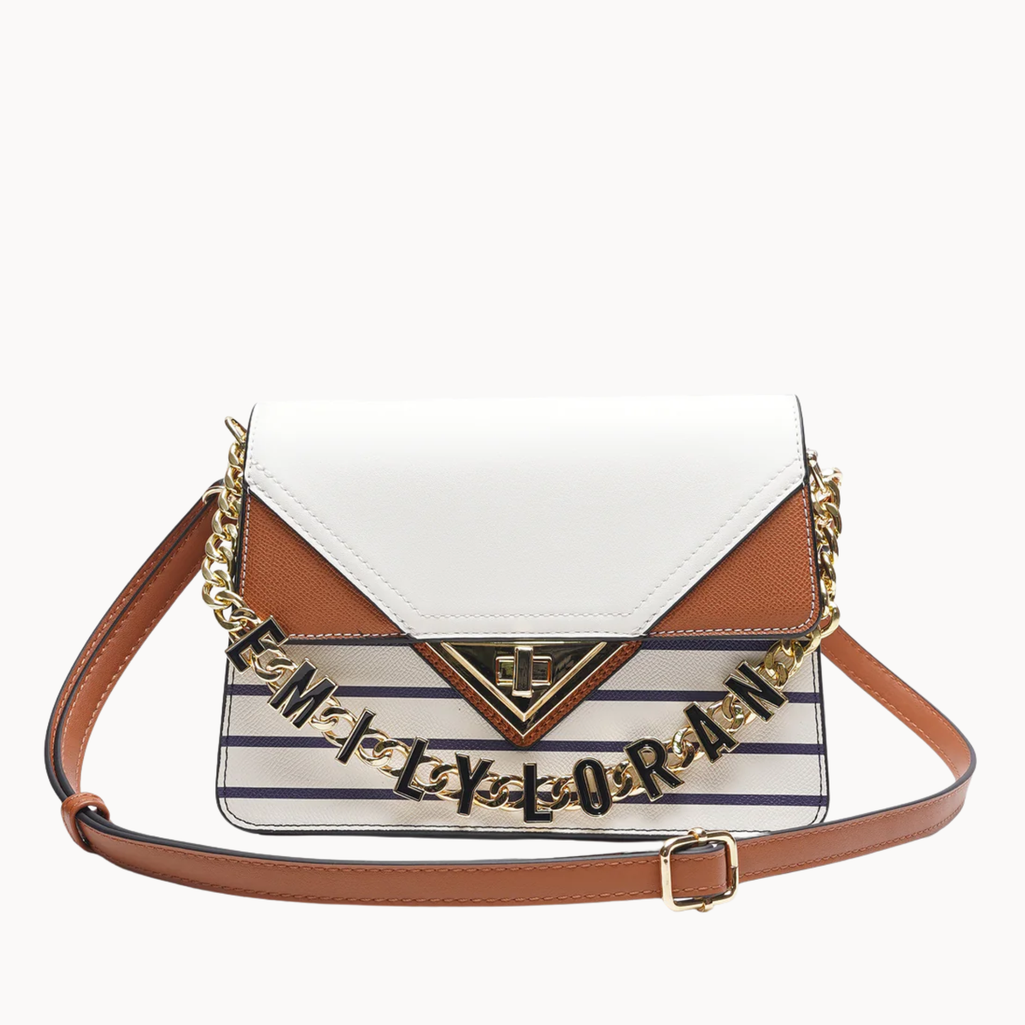Geometric Stripe Chain Crossbody Bag