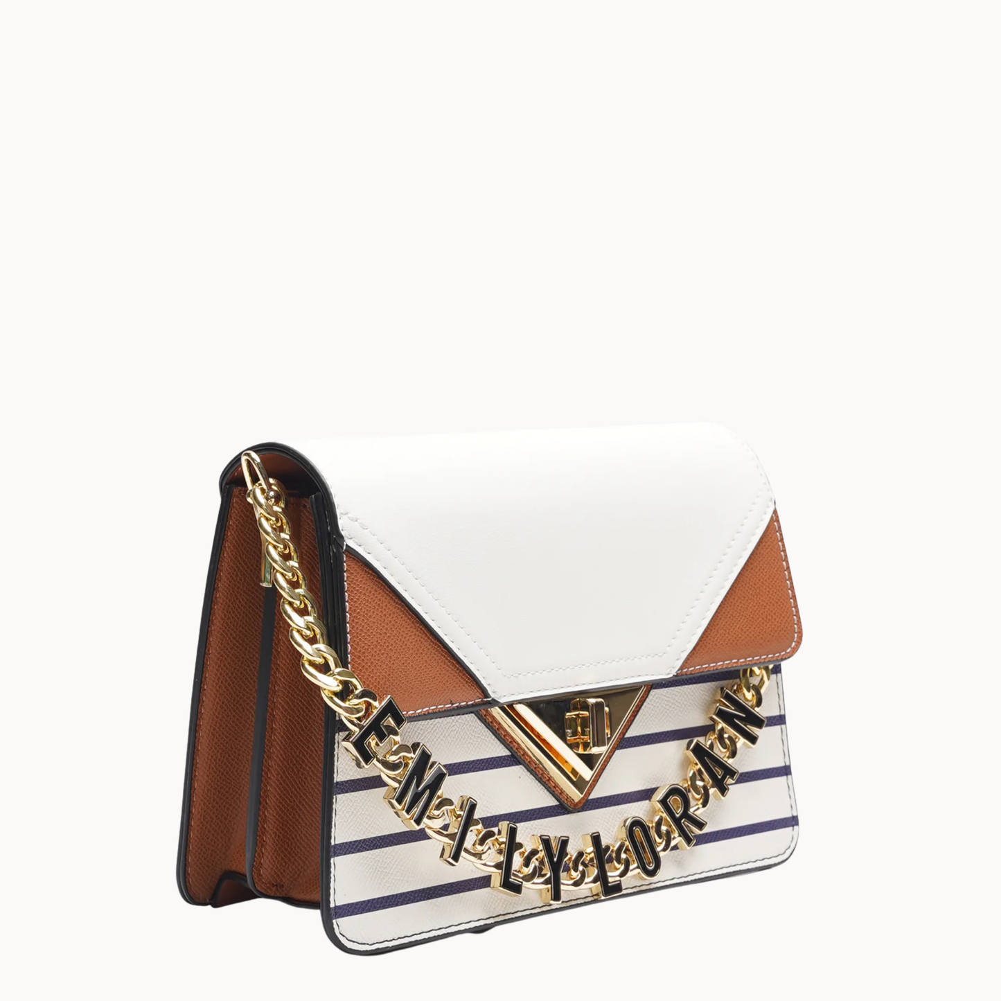 Geometric Stripe Chain Crossbody Bag