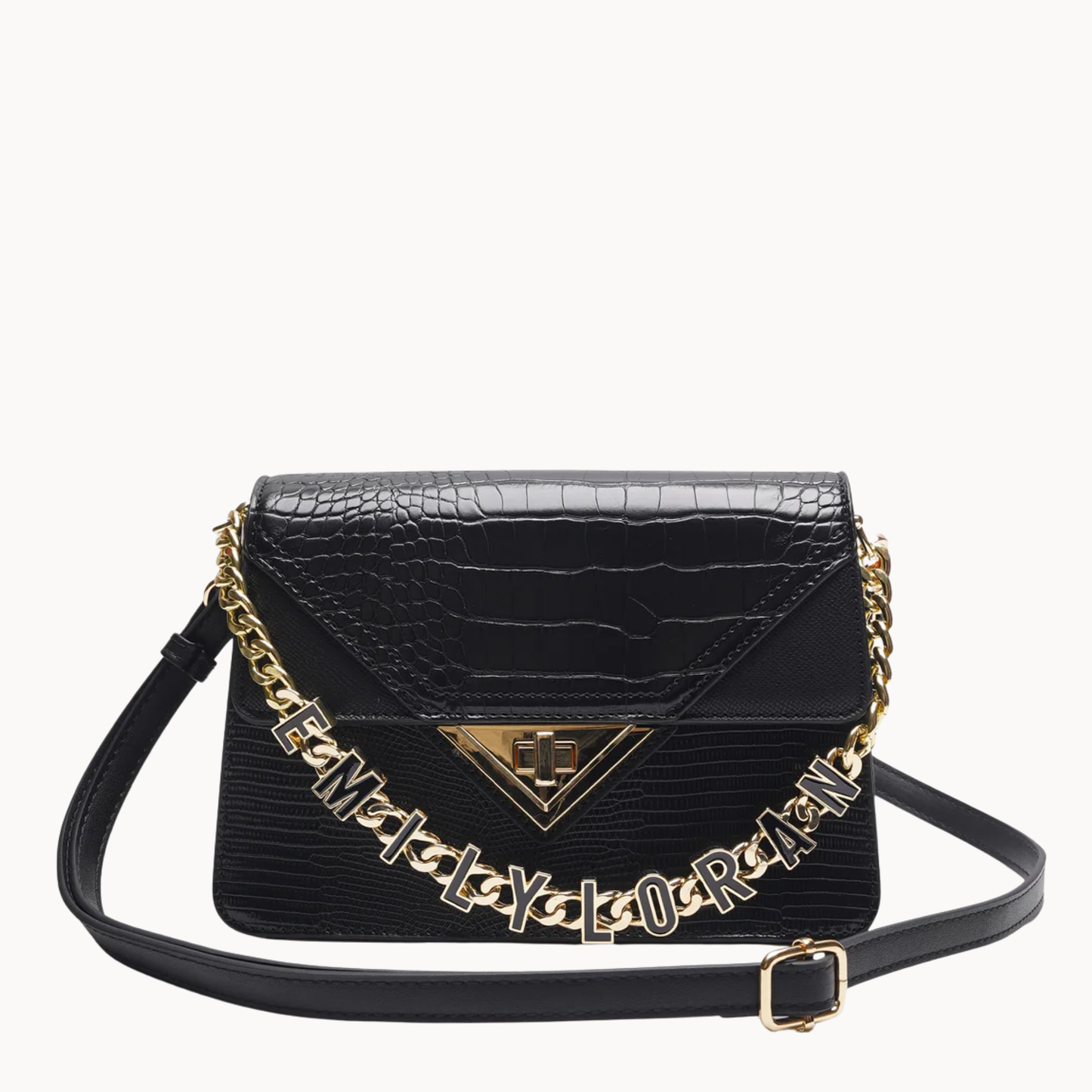 Geometric Stripe Chain Crossbody Bag