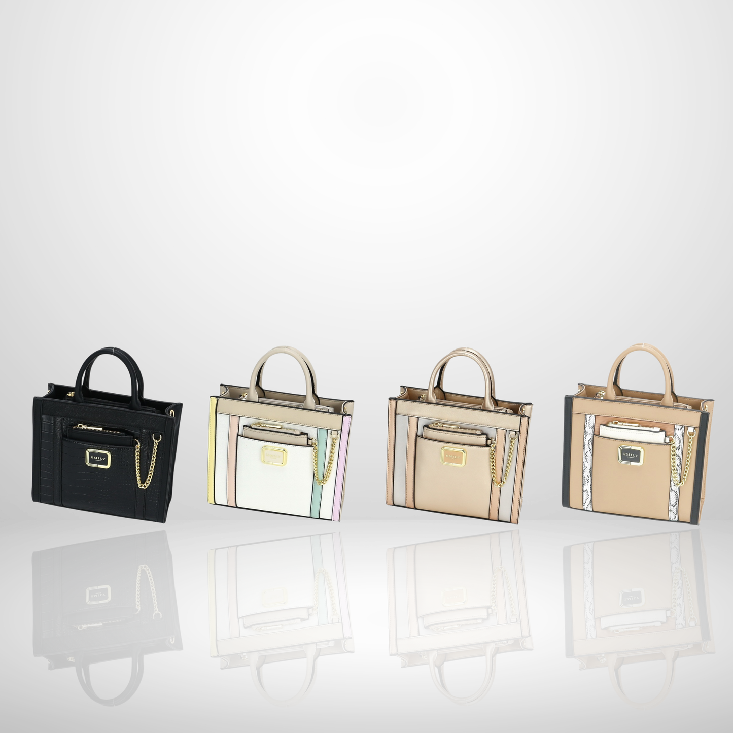 Medium Structured Top Handle Tote Bag with Pouch