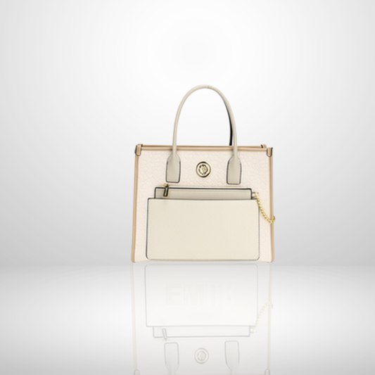 Elegant Structured Tote Bag with Detachable Front Pouch