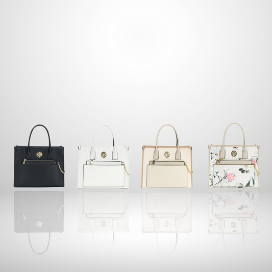 Elegant Structured Tote Bag with Detachable Front Pouch