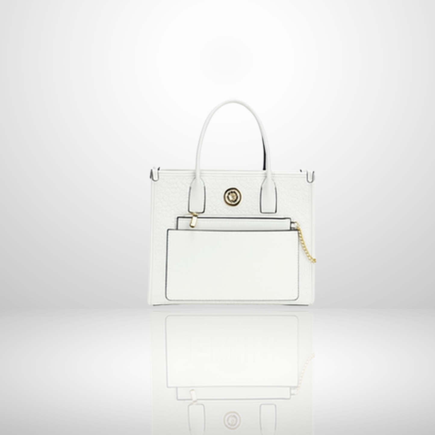 Elegant Structured Tote Bag with Detachable Front Pouch