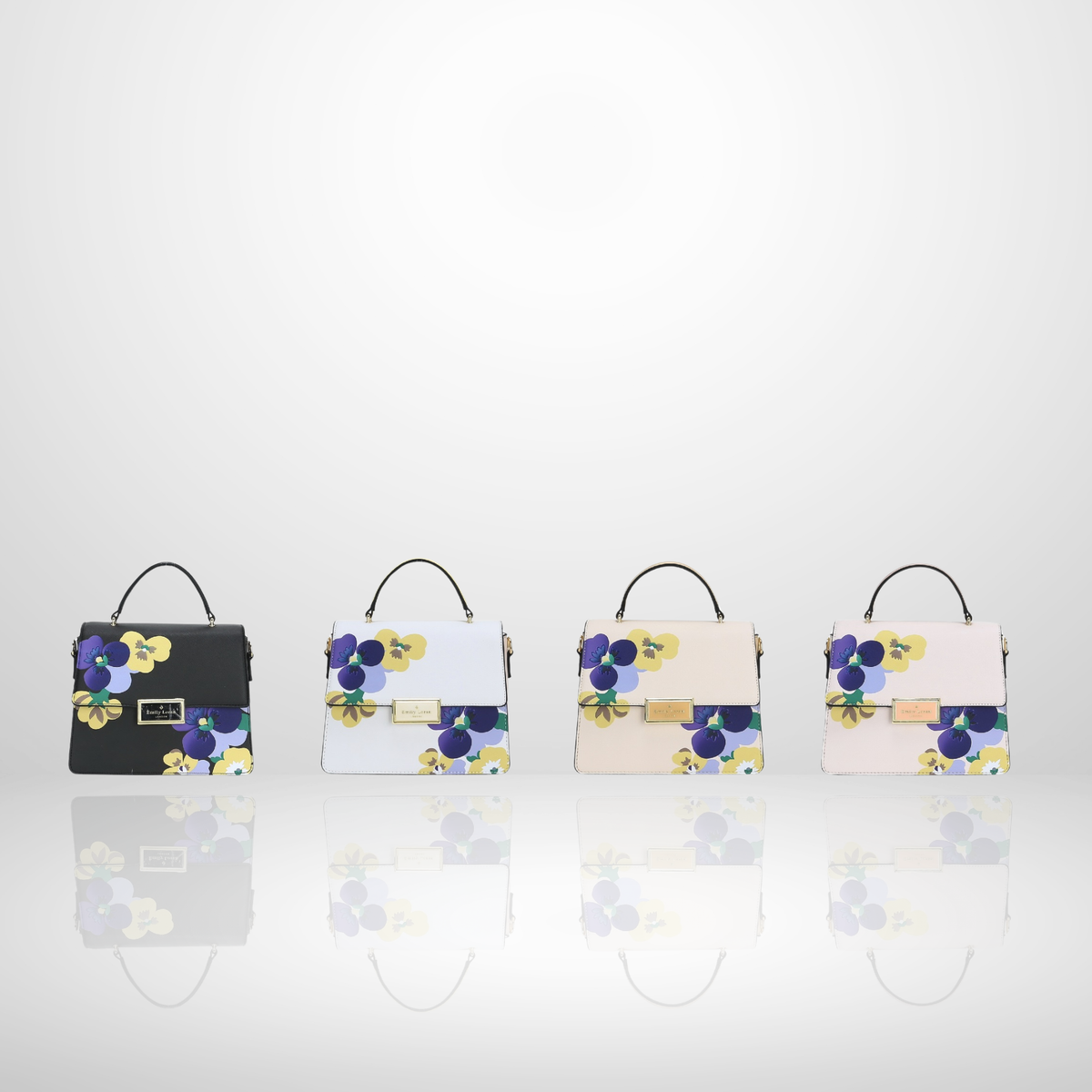 Pia Top Handle Black Floral Handbag