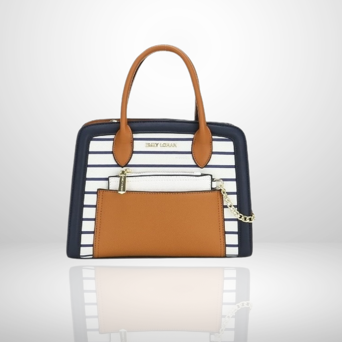 Ursula Structured Top Handle Handbag in Stripes