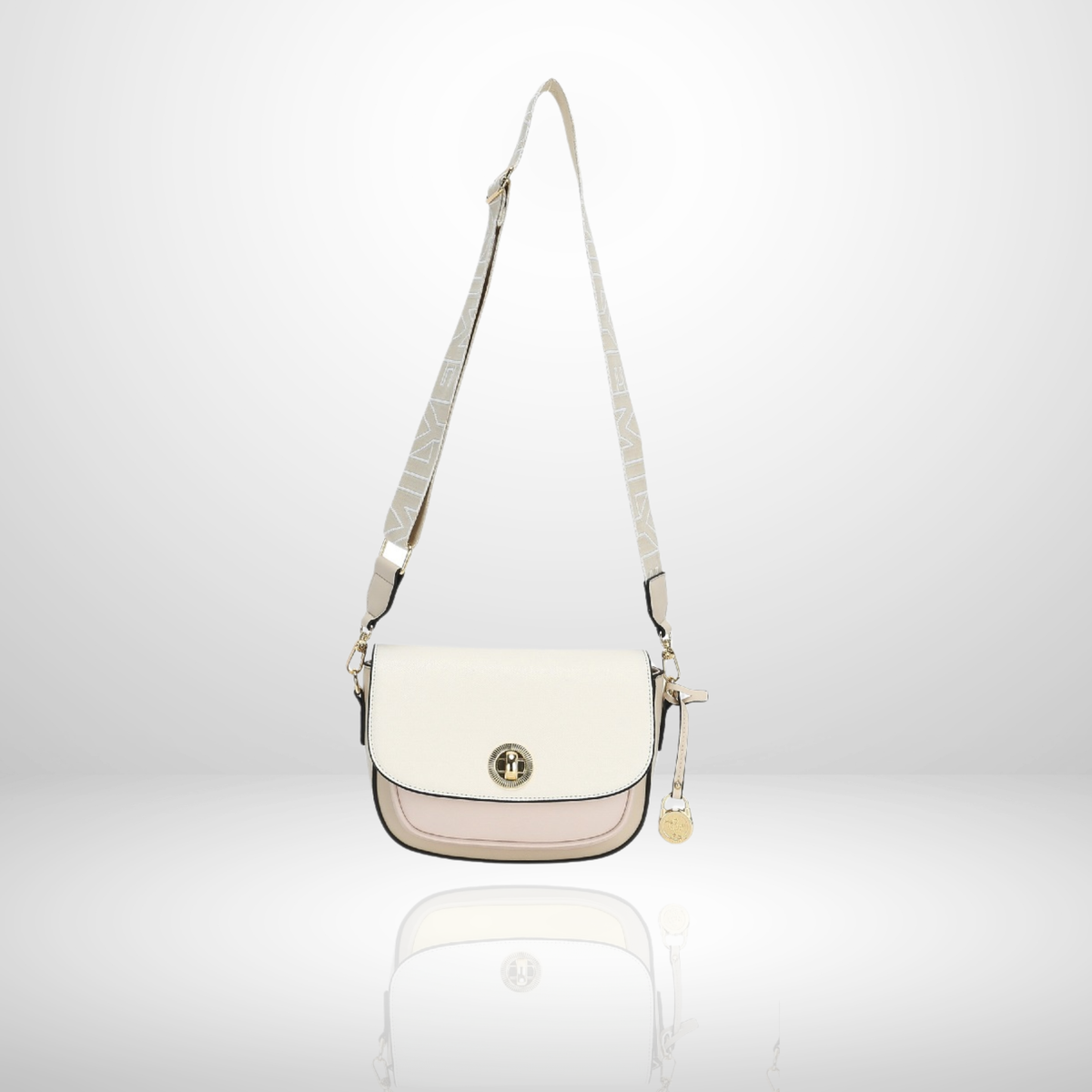 Ophelia Light Crossbody Bag with Woven Strap in Pink