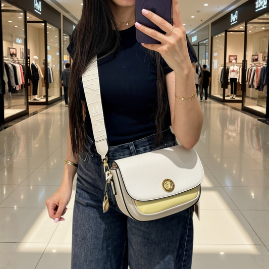 Ophelia Light Crossbody Bag with Woven Strap in Yellow
