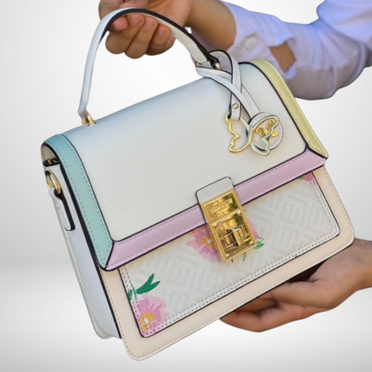 Janice Floral Turn Lock Top Handle Bag
