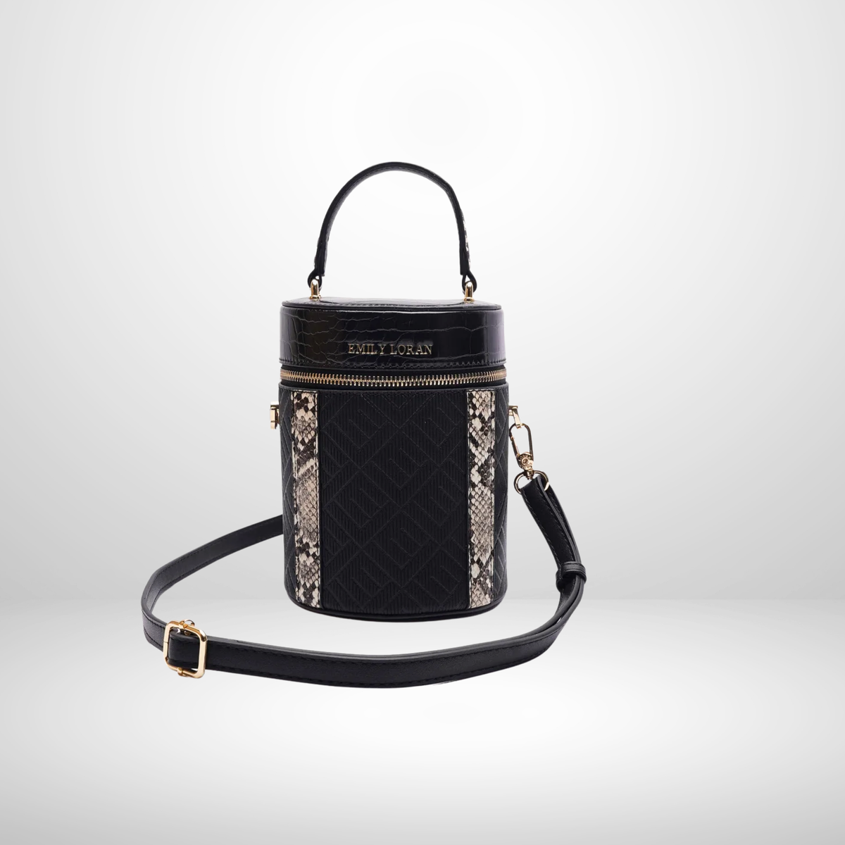 Laura Black Top Handle Bucket Handbag