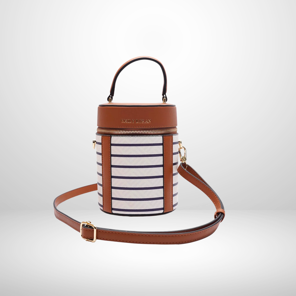 Laura Striped Top Handle Bucket Handbag