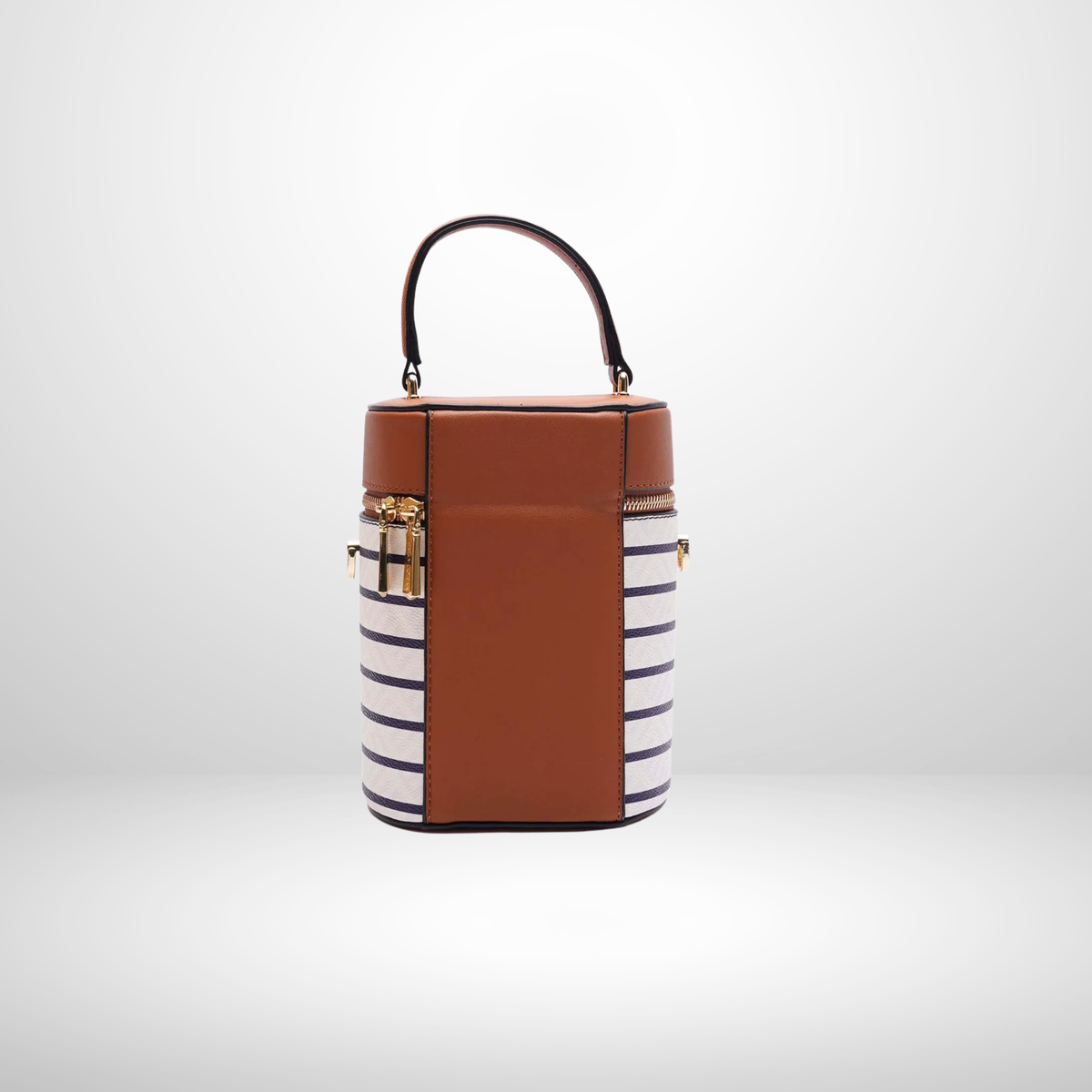 Laura Striped Top Handle Bucket Handbag