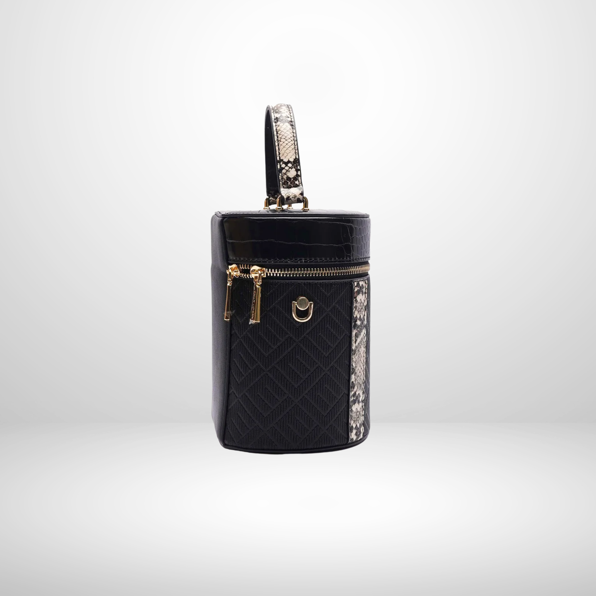 Laura Black Top Handle Bucket Handbag
