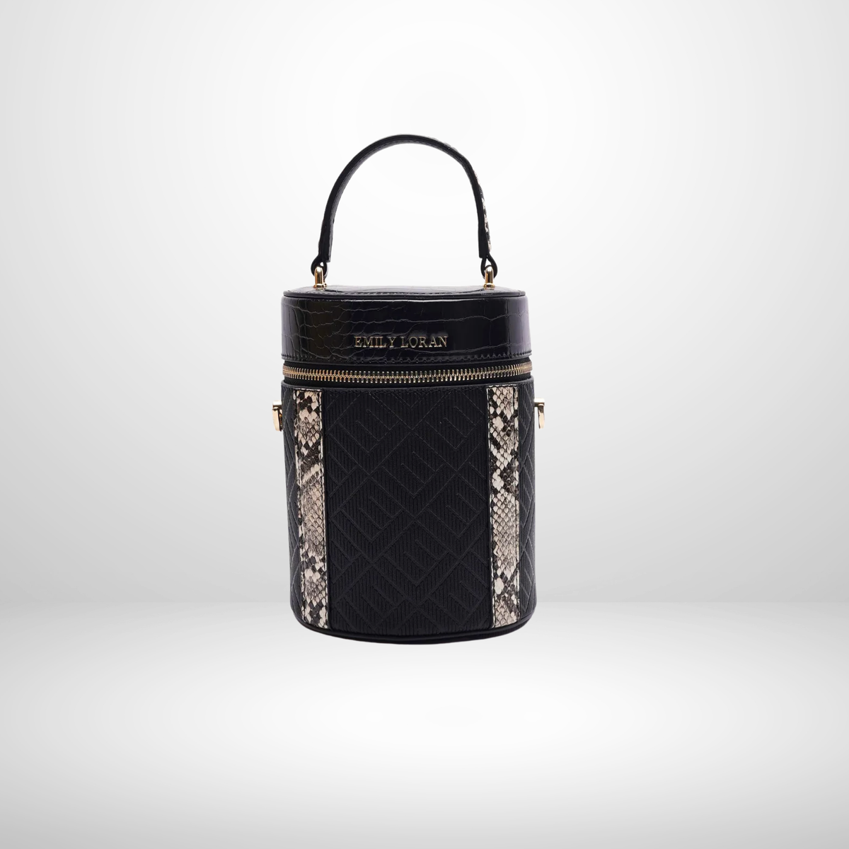 Laura Black Top Handle Bucket Handbag