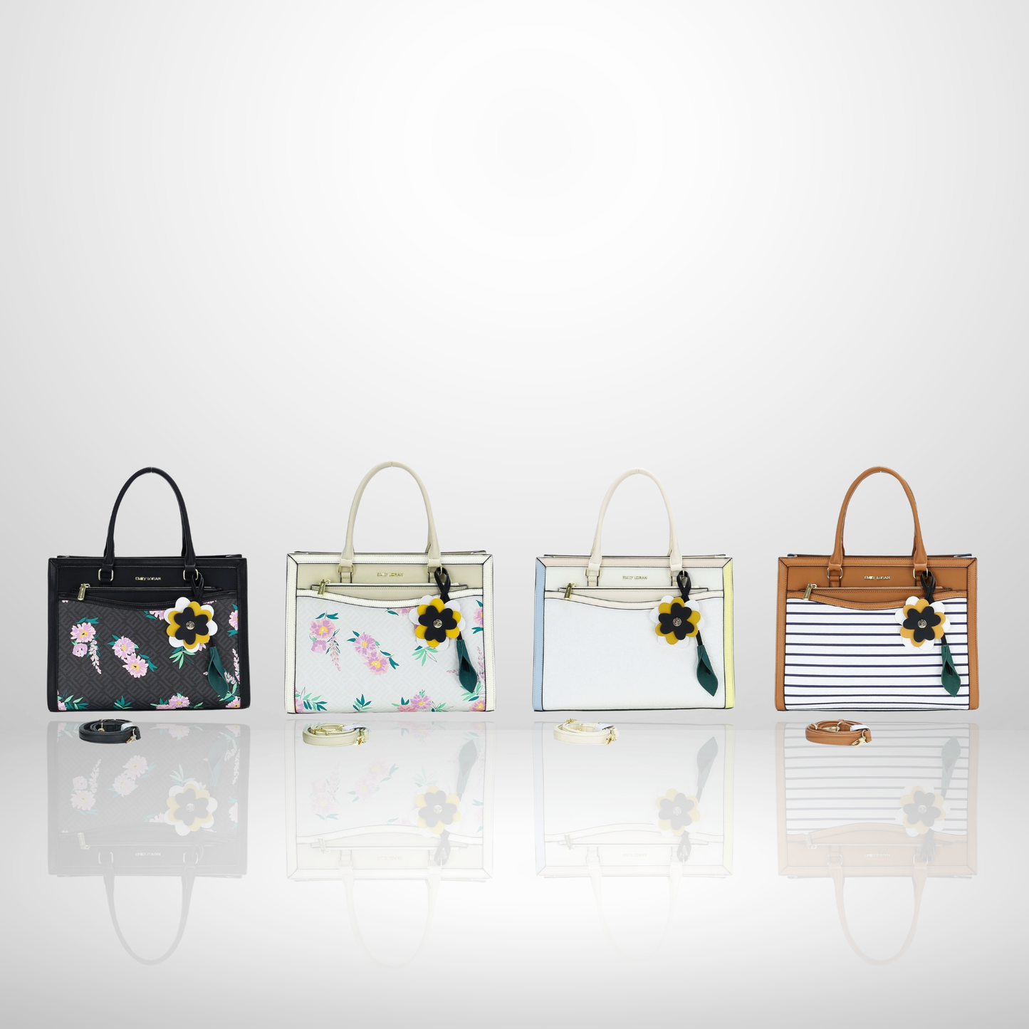 Large Floral Charm Tote Bag
