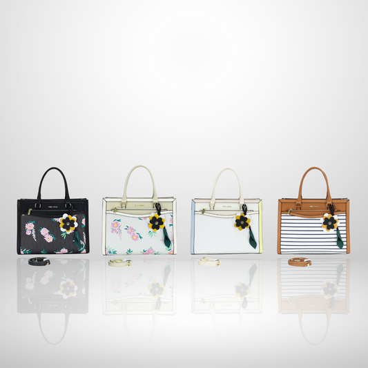 Large Floral Charm Tote Bag