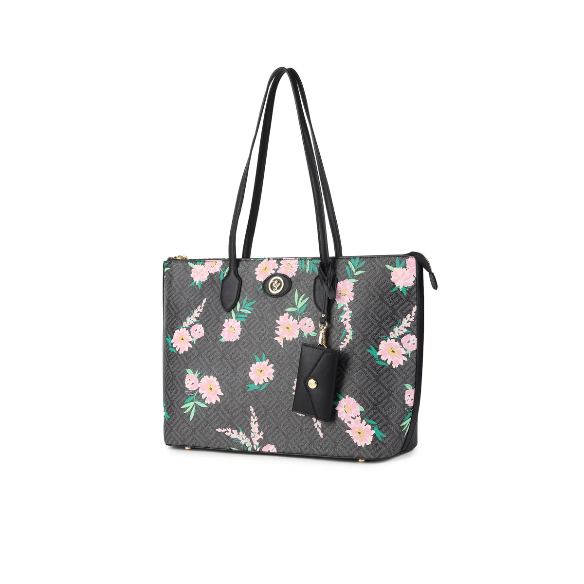 Sara Black Floral Tote & Laptop Case Set