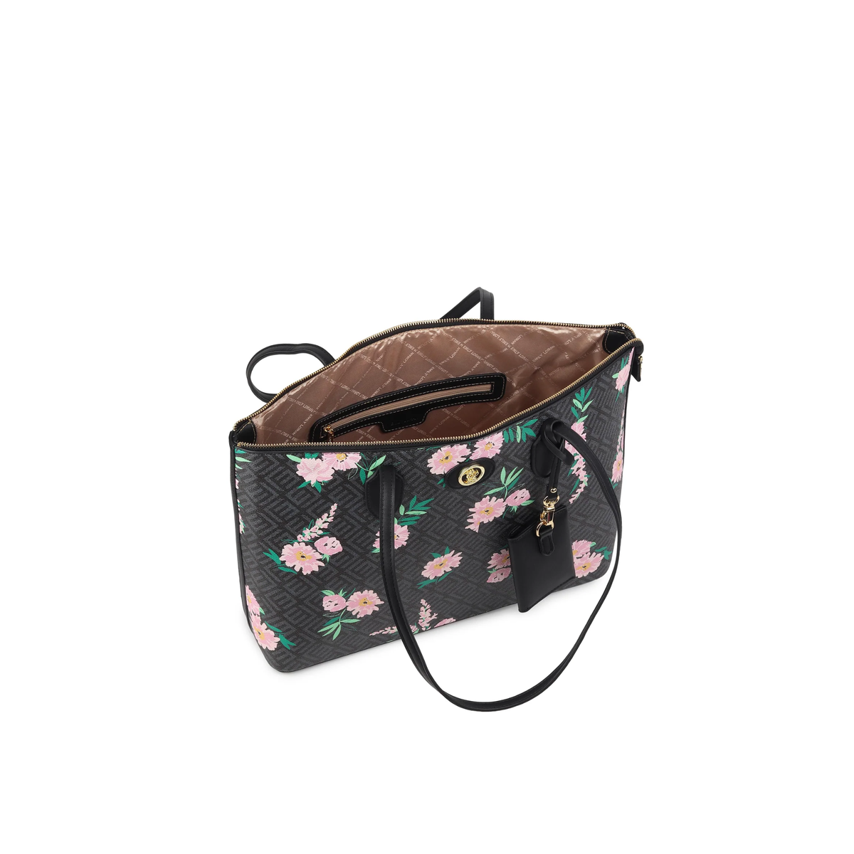 Sara Black Floral Tote & Laptop Case Set