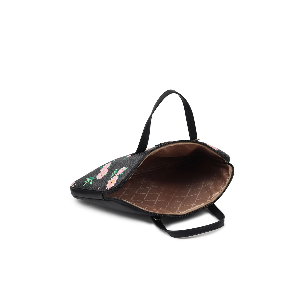 Sara Black Floral Tote & Laptop Case Set