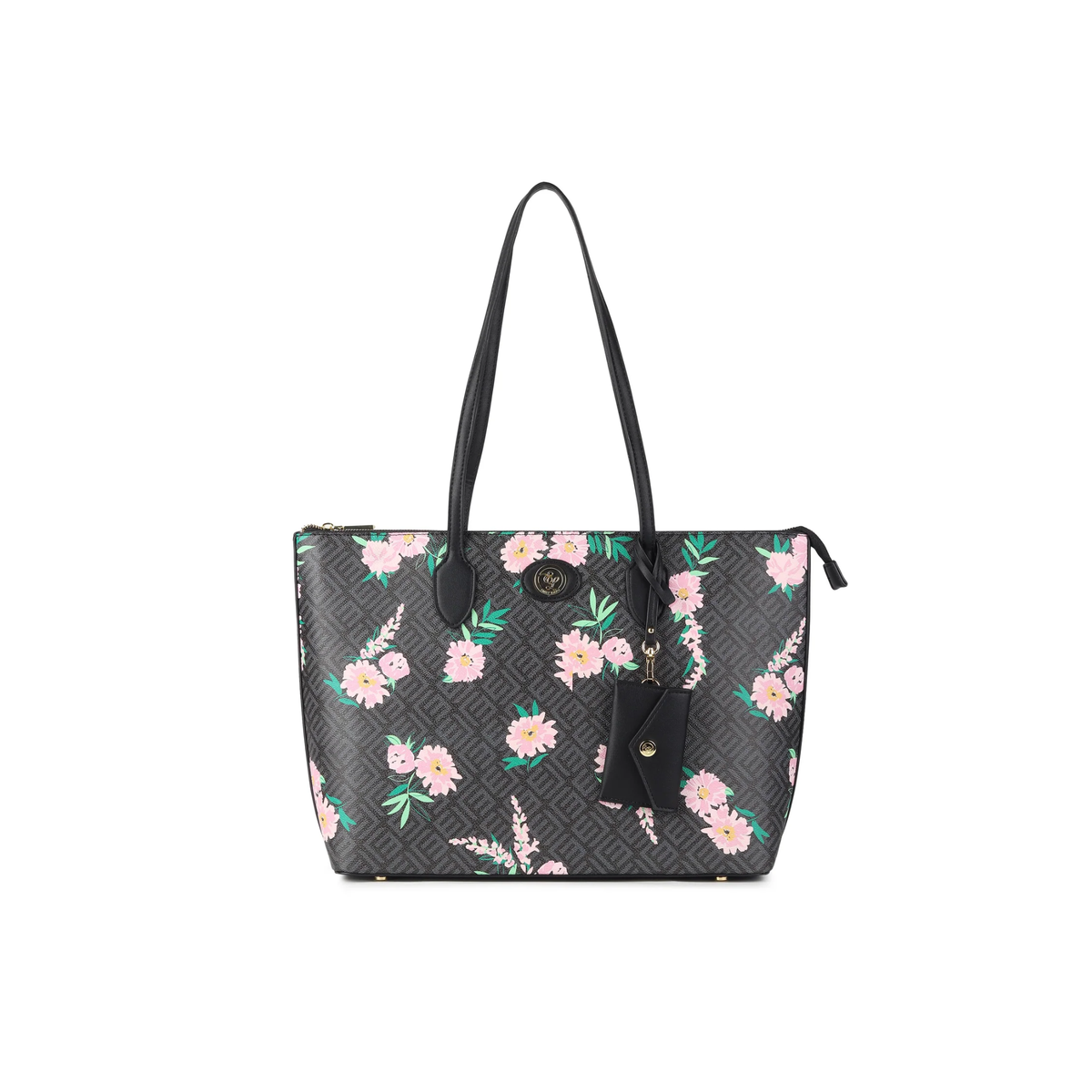 Sara Black Floral Tote & Laptop Case Set