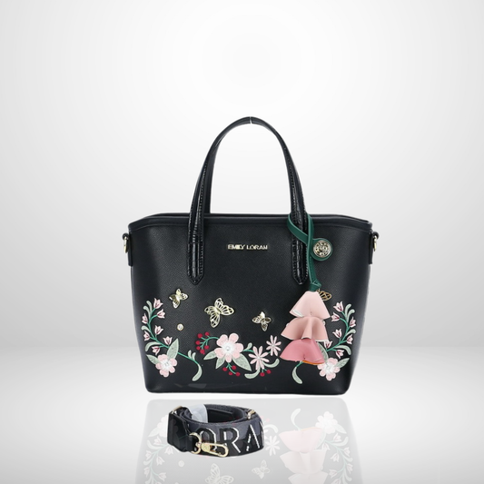 Adeline Beige Floral Tote Bag with Strap