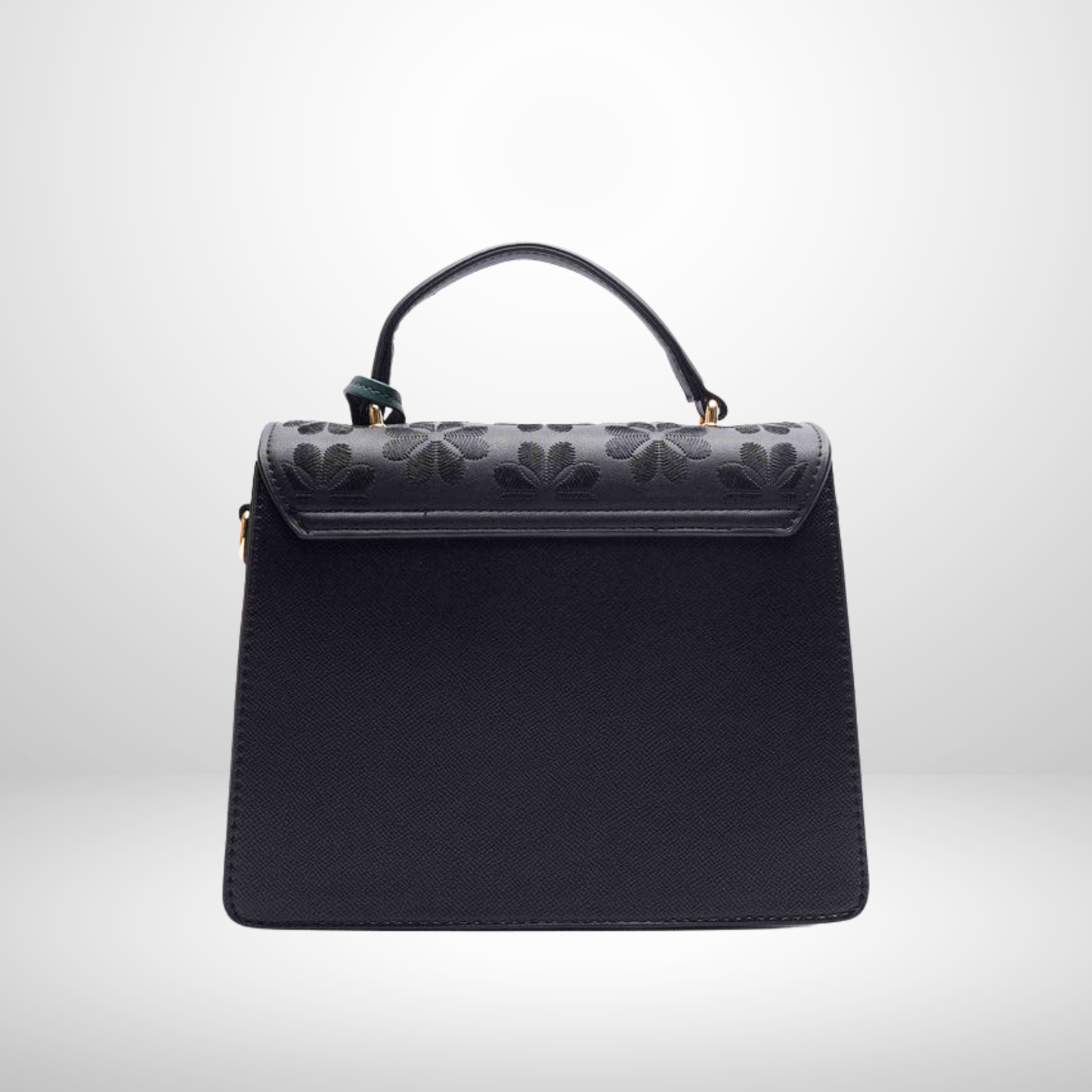 Inez Black Floral Embroidered Top Handle Bag