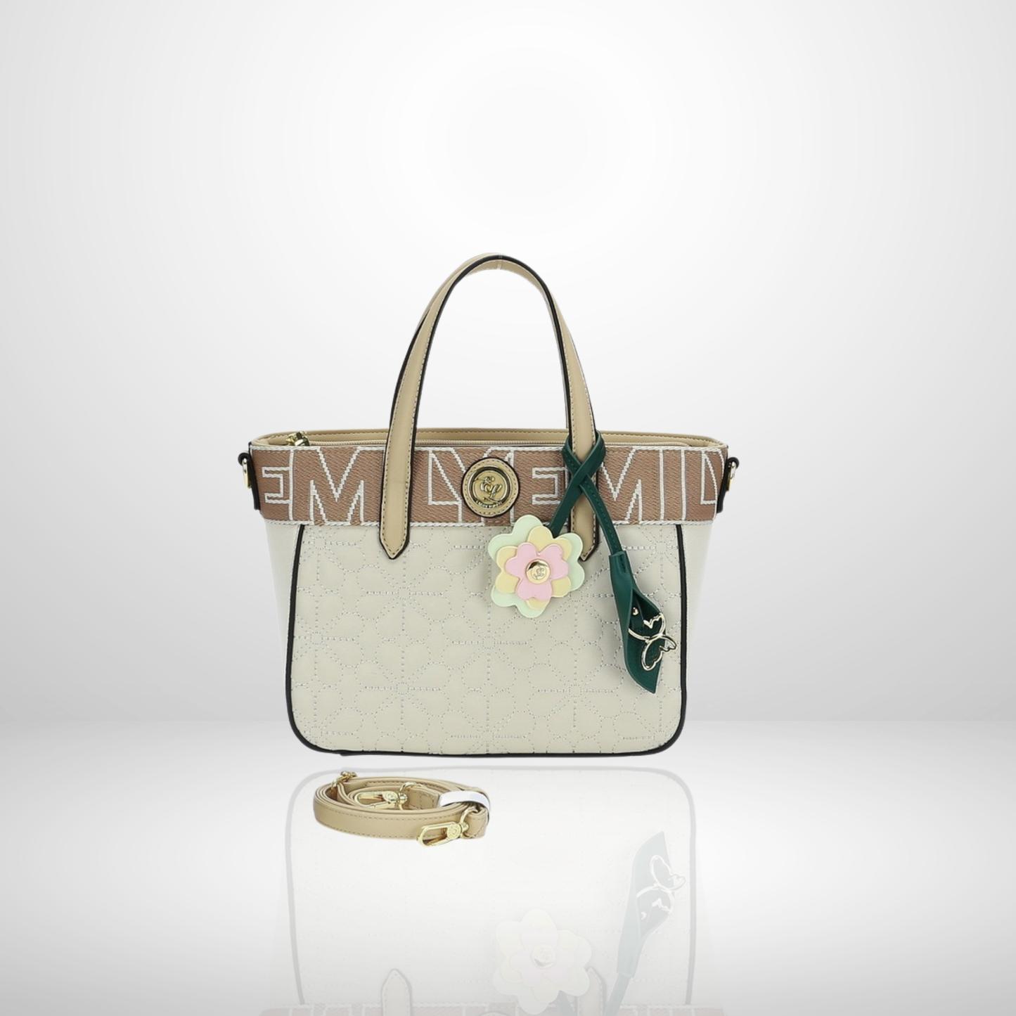 Kate Beige Embroidered Tote Bag