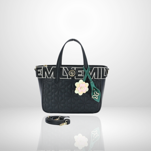 Kate Black Embroidered Tote Bag